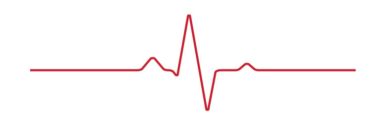 Heart pulse - curved red line on a white background - Vector