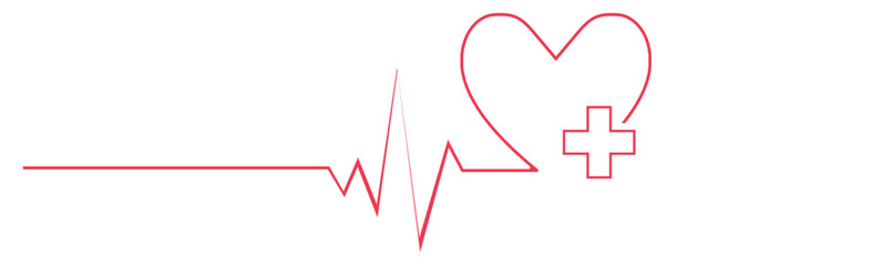 Heart pulse - curved red line on a white background - Vector illustration