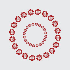 Red floral circular patterns vector