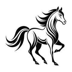Elegant Black and White Horse Illustration A Symbol of Strength Grace and Freedom in a Modern Design