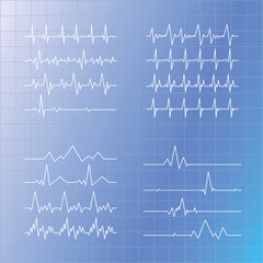 Obraz premium Medical set of 16 pcs. pulse lines - Vector illustration