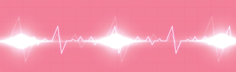Heart pulse - curved red line on a red-black background - Vector illustration