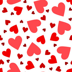 seamless pattern of red hearts of different sizes on a transparent background.Close-up, isolated