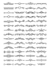 Decorative flourishes. Hand drawn dividers. Vector swirls and decorations Ornate elements