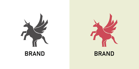 black and red winged horse logo vector