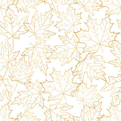 seamless contour pattern of maple leaves with a golden gradient on a white background.eps