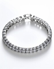 Elegant silver bracelet adorned with sparkling crystals, perfect for adding a touch of sophistication to any outfit.