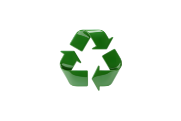 Glossy Green Recycle Symbol with Arrows Environmental Conservation and Sustainability Concept on transparent background