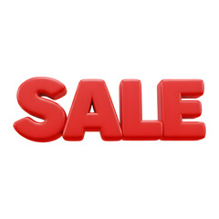Bold 3D SALE Text, Glossy Red Typography for Promotion