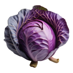 Obraz premium Vibrant Purple Cabbage Isolated on Transparent Background