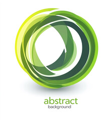Vector logo with abstract green overlapping curved organic shapes on white background