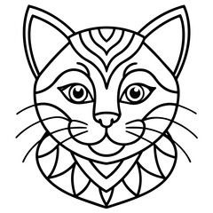 Elegant Cat Mandala Line Art Vector Design