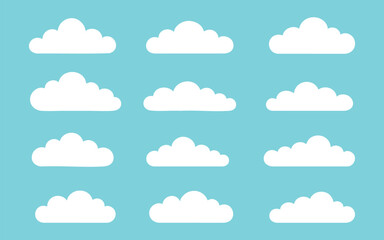 Cloud sky weather white flat blue background fluffy soft forecast calm used for peaceful visuals. Perfect for climate design and air-themed articles or templates. Ideal for seasonal blog posts.