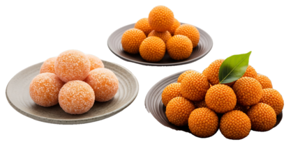 Deliciously Sweet Festive Treats Featuring Small Orange Spheres Covered in Granules Arranged on Plates for Special Celebrations