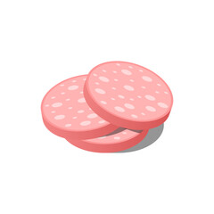 Abstract Isometric Food Pieces Of Sausage Steak 3D Object Kitchen Design Element Vector Design