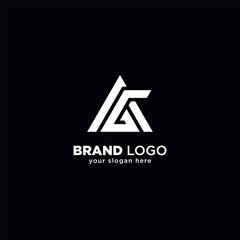 Modern Unique A and G Letter Monogram Logo with Black Background.