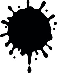 Fototapeta premium Black ink splash and splatter vector illustration with liquid drops and blot design elements