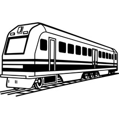 Minimalist Train Outline with Detailed Windows 