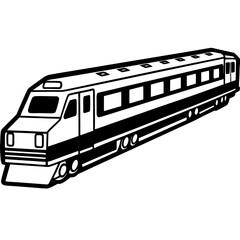 Minimalist Train Outline with Detailed Windows 
