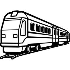 Minimalist Train Outline with Detailed Windows 