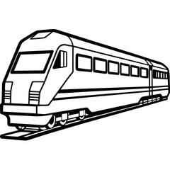 Minimalist Train Outline with Detailed Windows 
