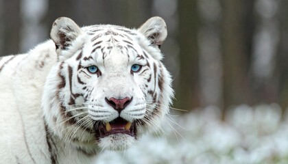 Majestic White Tiger in Winter Woods