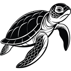 Fototapeta premium Watercolor-Style Generative AI Artwork Depicting a Swimming Turtle