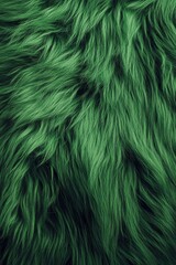Obraz premium A close-up view of soft, fluffy green fur. The texture is thick and vibrant, showcasing various shades of green. Ideal for backgrounds or textile designs.