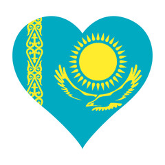Kazakhstan heart shaped flag icon digital vector illustration. National flag of Kazakhstan. Love flag icon.