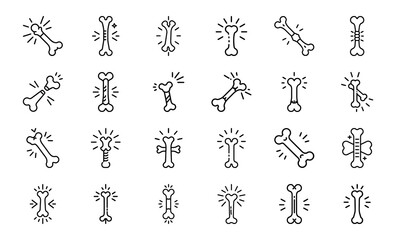 Fototapeta premium Medical Healthcare Line Art Icons Collection: Syringe, Stethoscope, Hospital Equipment, Organ, and Doctor Symbols with Outline Style and Subtle Glow