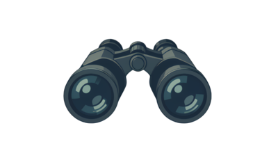 Blue Binoculars with Transparent Background, 3D Realism Design Element
