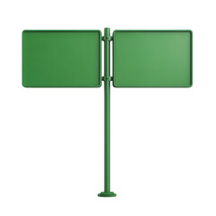Green Double Signpost with Rounded Edges and Metal Pole.