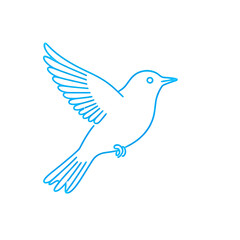 Obraz premium Blue Bird in Flight on Transparent Background, Neon Line Art Design Element