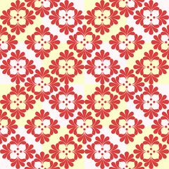 Seamless floral pattern with pink flowers and leaves for spring and summer decorative design Seamless tile pattern, background, antique fabric pattern