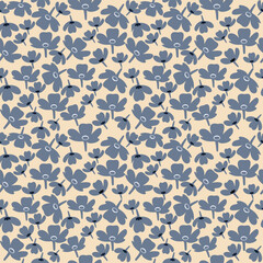 Blue Floral Tile Seamless Pattern for Vintage Wallpaper and Fabric Design