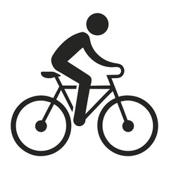 Obraz premium Simple Black and White Cyclist Icon, Representing Bicycle Riders and Active Transportation