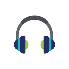 Modern Graphic Illustration of Stylish Headphones for Digital Audio and Musical Entertainment Technology on a Clean White Background