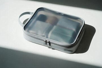 Transparent pouch zipper bag Storage bag clothing bag travel storage organization product mockup photo E-commerce marketing poster Background shooting scene