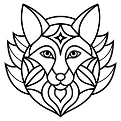 Geometric Fox Mandala Outline Vector Design