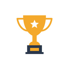 Golden trophy award symbol with star design representing success, victory, achievement, and competition triumph