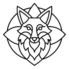Geometric Fox Mandala Outline Vector Design