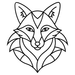 Geometric Fox Mandala Outline Vector Design