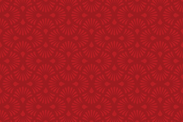 Seamless Red Floral Burst Pattern Vector Background