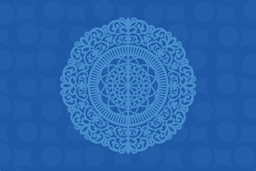 Blue Ornamental Mandala Vector Background