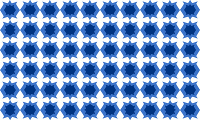 blue star with border hexagons pattern, Abstract Seamless geometric pattern with blue stars background, blue diamond dot, repeat star pattern design for fabric printing, star patter checkerboard