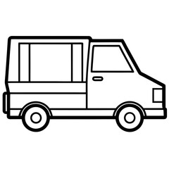 Line Art Utility Truck Illustration