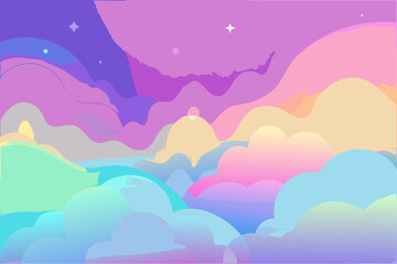 landscape with mountains and clouds