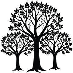 Obraz premium Black Silhouette of Trees Set Against a Clean White Background