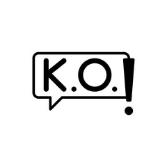 K.O. Icon in Comic Speech Box with Bold Text and Dot