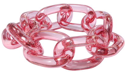 Vibrant and glossy red plastic chain, showcasing interlinked segments with smooth surface. design emphasizes modern aesthetic, perfect for decorative or artistic purposes